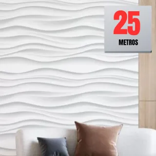 Adesivo Papel de Parede Branco 3D Efeito Gesso Ondulado Premium - 5m x 0,45cm - 4 ROLOS = 20 METROS