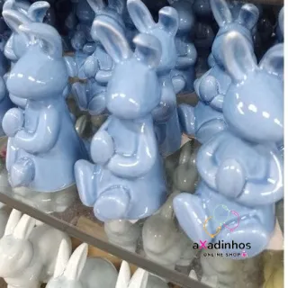 Enfeite Decorativo Coelho de Páscoa em Porcelana - Rosa