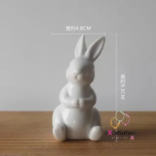 Enfeite Decorativo Coelho de Páscoa em Porcelana - Rosa