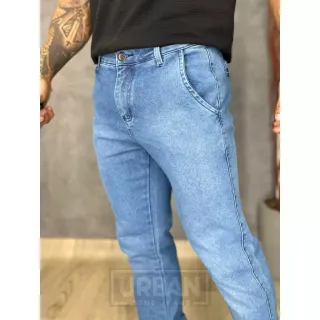 Calça Jeans Premium Masculina Slim Fit Esporte Fino Bolso Inclinado - JEANS ESCURO