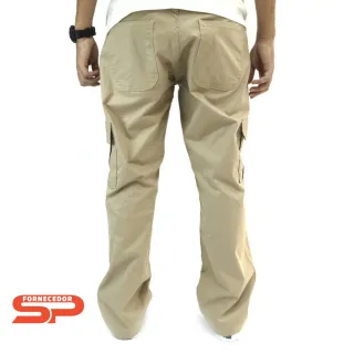 Calça Larga Parachute Caqui Unissex - Raryel - Calça Larga Cinza Cargo