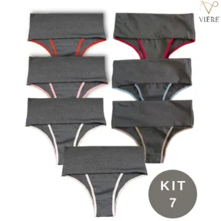 Compressão Calcinhas Fitness Kit 7 Cós Alto - G