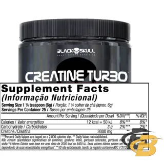 Black Skull Caveira Preta - Creatina Turbo Monohidratada 150g - Laranja