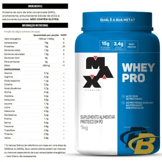 Max Titanium Whey Pro Protein Concentrado - 1kg - VITAMINA DE FRUTAS