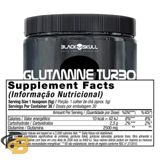 Black Skull Glutamina Turbo - Caveira Preta 150g - Único