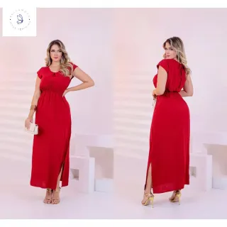 Moda Evangélica Vestido Estampado Manga Curta Viscose Fenda Lateral - estampa 15