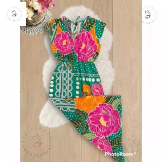 Moda Evangélica Vestido Estampado Manga Curta Viscose Fenda Lateral - estampa 15