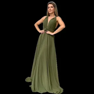 Vestido Multiuso Feminino Longo para Festa, Casamento e Formatura - Desconto de 20% - verde esmeralda clássico