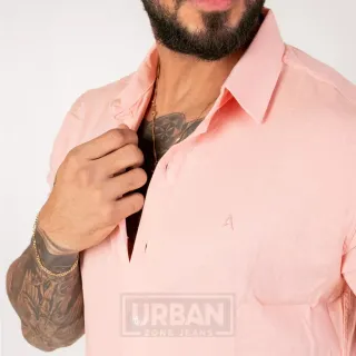 Camisa Slim Fit Manga Curta em Linho Premium Masculina - AMARELA