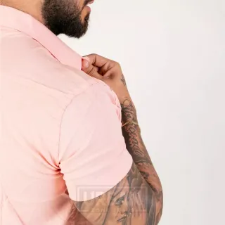 Camisa Slim Fit Manga Curta em Linho Premium Masculina - AMARELA