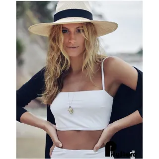 Pronta entrega chapéu panamá original aba larga moda masculina e feminina - Bege