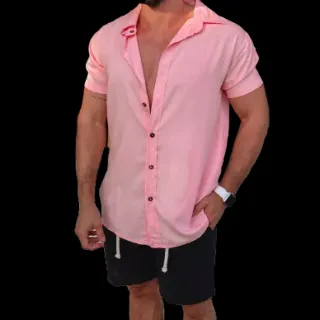 Havaiana Rosa Camisa Manga Curta Lisa Masculina