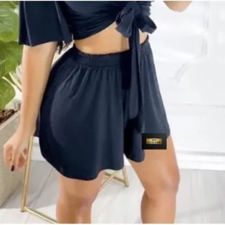 Moda Feminina: Kit 2 Shorts Godê Onça/Animal Print ou Preto - 1 onça 1 bege