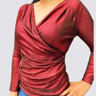 Transpassa Blusa Feminina Metalizada - Vermelho