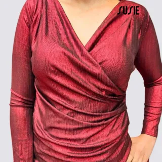 Transpassa Blusa Feminina Metalizada - Vermelho