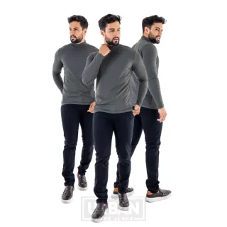 Calça Slim Masculina em Sarja com Elastano Lycra - CINZA CLARA