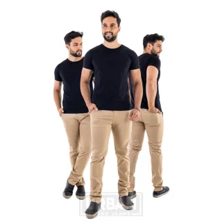 Calça Slim Masculina em Sarja com Elastano Lycra - CINZA CLARA