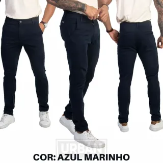 Calças Masculinas de Sarja Esporte Fino Kit com 3 Unidades - 1 MARINHO +1 CAQUI +1 VERDE
