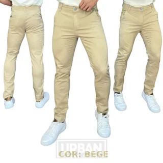 Calças Masculinas de Sarja Esporte Fino Kit com 3 Unidades - 1 MARINHO +1 CAQUI +1 VERDE