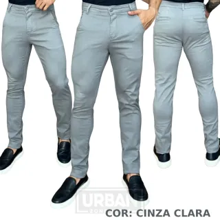 Calças Masculinas de Sarja Esporte Fino Kit com 3 Unidades - 1 MARINHO +1 CAQUI +1 VERDE