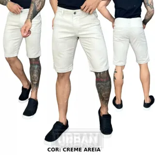 Bolso Embutido Caqui Bermuda Masculina Slim de Brim - 1 Caqui + 1 Azul Marinho