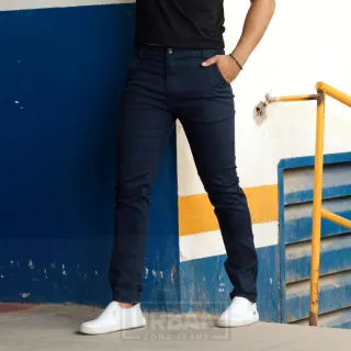 Calça Brim Social Masculina Esporte Fino com Elastano - AZUL MARINHO+CREME AREIA+PRETA