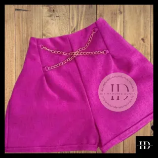 Linho Feminino com Corrente - Short - Bege (nude)