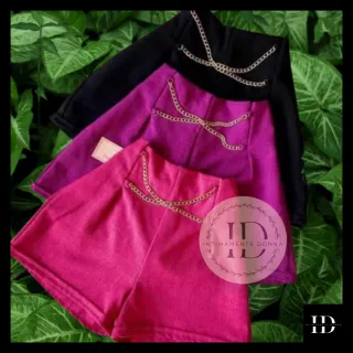 Linho Feminino com Corrente - Short - Bege (nude)