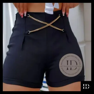 Linho Feminino com Corrente - Short - Bege (nude)