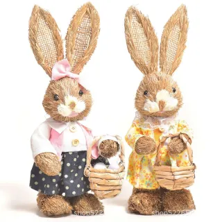 Páscoa - Ornamento Criativo de Palha Coelho para Decoração de Casa e Brinquedo - MODEL.49