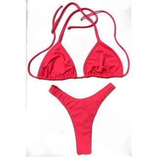 Novo Biquini Fio Dental Cortininha Sem Bojo Asa Delta - Preto, Rosa e Azul - BIQUINI LARANJA