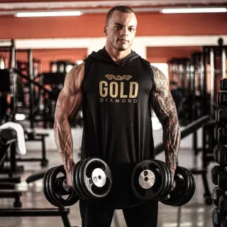 Regata Masculina Anti-Transpirante Gold Diamond Fit Long com Capuz - Branca