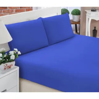 Lençol de Cama Casal com Elástico Liso - Kit 3 peças - palha