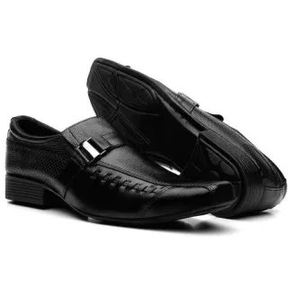 Sapato Masculino Elegante Couro Legítimo Antiderrapante - Preto