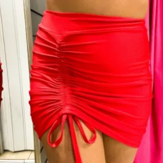 Moda gringa: Saia Curta Feminina Suplex Ajustável Franzida na Lateral - pink( Franzida  2 frente)
