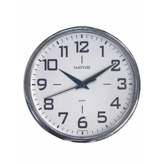 Relógio Nativo Metalizado Cromo Redondo de Parede 22,5cm - Vermelho