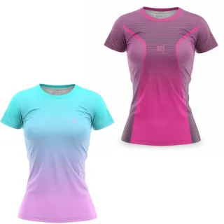 Camiseta Dry Fit Feminina para Academia - Kit com 2 Blusas - Sky - Cinza Preto