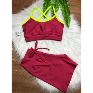 Top Alcinha fitness feminino e Conjunto de Academia Short com cordinha - VERDE COM BRANCO