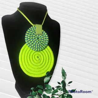 Mandala Dupla Maxi Colar Colorido Artesanal de Corda Náutica - 48. Azul Noite/Chevron