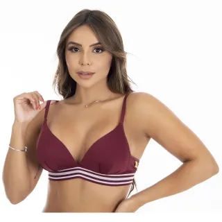 Sutiã Elástico Listrado Confortável - Top Flex Super Macio Luxo com Bojo - M
