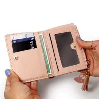 Forma Feminina Bloco de Cores com Zipper - Carteira de Mão - Rosa