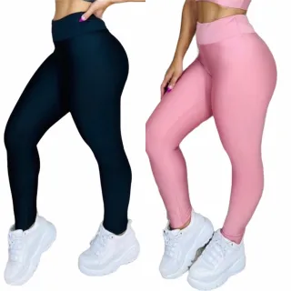 Fitness Feminina Suplex Leggings Kit - 2 Calças - PRETO/JADE