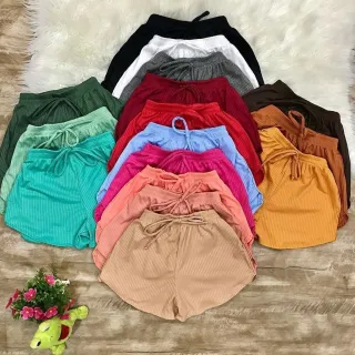 Moda Feminina - Short Curto em Malha Canelada - Várias Cores - Preto