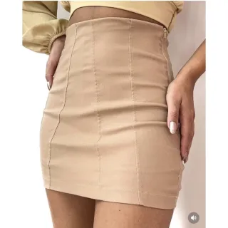 Saia Feminino Lolita Estica Ziper Bengaline Curto - Fúcsia