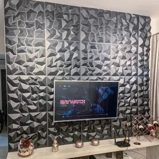 Painel 3D Revestimento Parede Gesso Luxo - Kit com 10 Placas - Estrela Preta