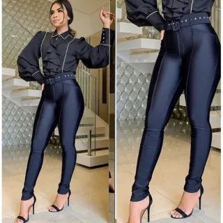 Moda Blogueira: Calça Feminina Cintura Alta Cirrê em 4 Modelos - Com Cinto