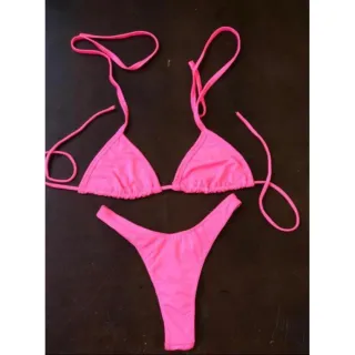 Lançamento Premium Neon Cortininha Fio Dental Biquini - Azul