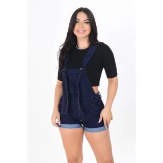 Macaquinho em lycra curto com botões encapados - Lavado