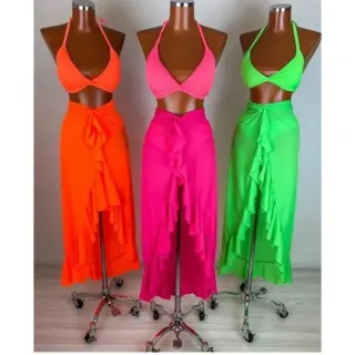 Moda Verão: Saia Pareo Saida De Praia - Verde água