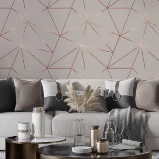 Autocolante Papel de Parede Bactericida Lavável Zara Rosa Rosê Gold 50cm x 50cm - Único